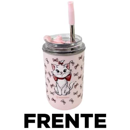 Imagem de Copo Gata Marie Térmico Quente Gelado 300ml Com Tampa E Canudo Oficial Disney - Zona Criativa