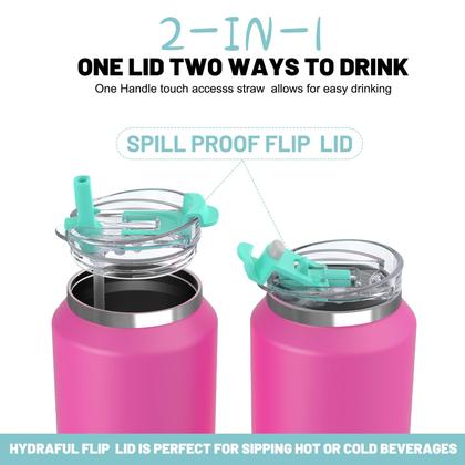 Imagem de Copo Hydraful 1,9L com alça e palha de aço inoxidável