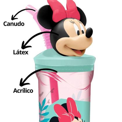 Imagem de Copo Infantil 3d Com Canudo Minnie Original Disney Tuut 360ml