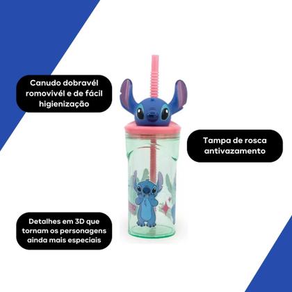 Imagem de Copo Infantil 3D Com Canudo Stitch 360Ml Disney