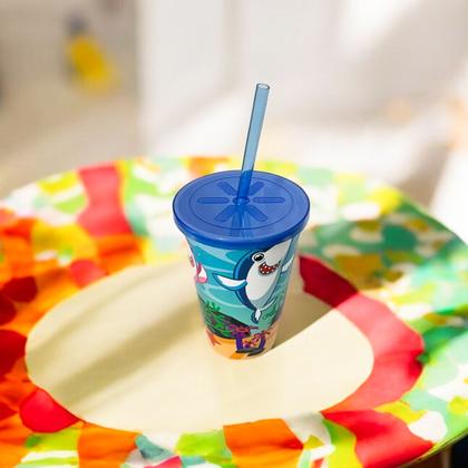 Imagem de Copo Infantil 550ml com Tampa e Canudo - Estampa Princesa