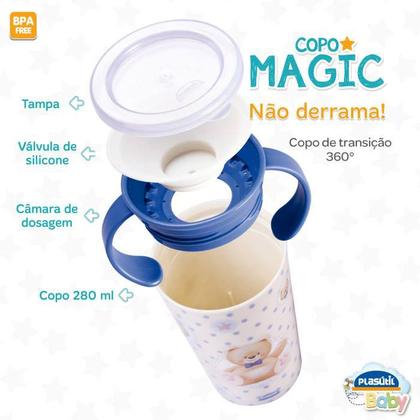 Imagem de Copo Infantil Antivazamento  Com Alça Magic 280ML Plasutil