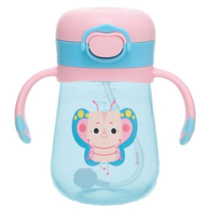 Imagem de Copo Infantil c Alça Canudo Evolution Menina Borboleta 300mL - Kouii