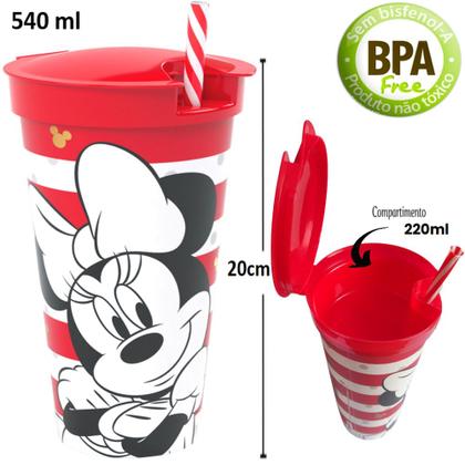 Imagem de Copo Infantil C/ Canudo Minnie Vermelha 540ml Plasutil