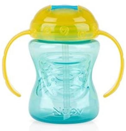 Imagem de Copo Infantil Com Alça E Bico Rigido Retratil Azul Nuby