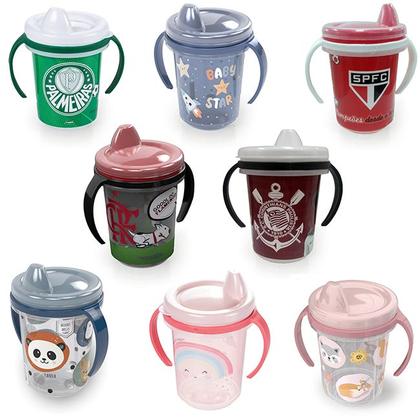 Imagem de Copo Infantil Com Alça Removível Estampa Diversas Transição Trio Plasútil