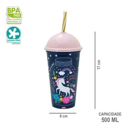 Imagem de Copo Infantil Com Canudo 500ml Personagens Plasútil