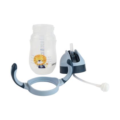 Imagem de Copo Infantil Com Canudo Antivazamento com Alça Clingo Leão