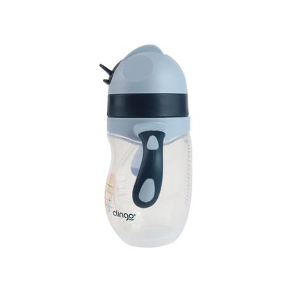 Imagem de Copo Infantil Com Canudo Antivazamento com Alça Clingo Leão