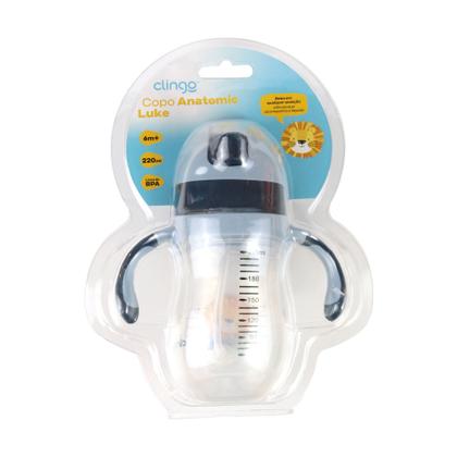 Imagem de Copo Infantil Com Canudo Antivazamento com Alça Clingo Leão