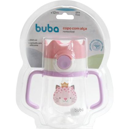 Imagem de Copo Infantil Coroa 240ml Buba Com Canudo Anticólica Alça Removível e Tampa