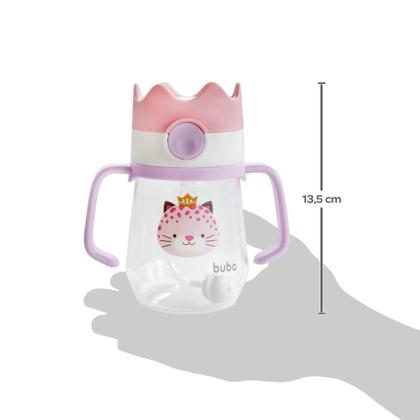 Imagem de Copo Infantil Coroa 240ml Buba Com Canudo Anticólica Alça Removível e Tampa