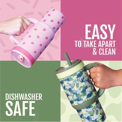 Imagem de Copo infantil Ello Oasis 414ml em aço inoxidável com canudo