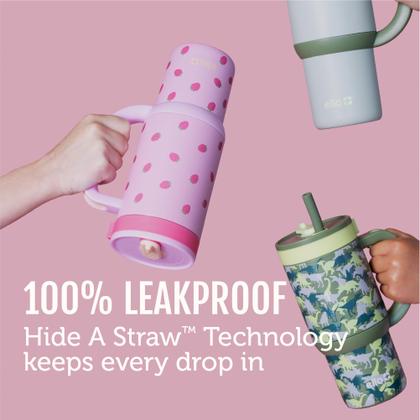 Imagem de Copo infantil Ello Oasis 414ml em aço inoxidável com canudo