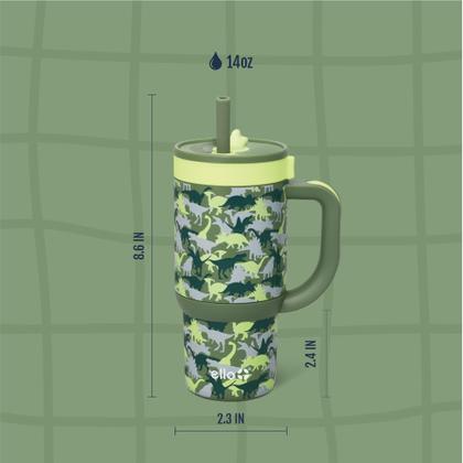 Imagem de Copo infantil Ello Oasis 414ml em aço inoxidável com canudo