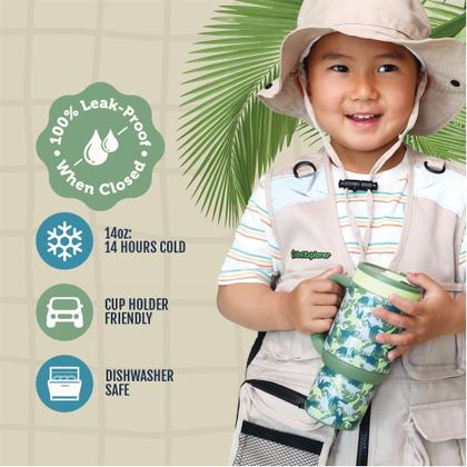 Imagem de Copo infantil Ello Oasis 414ml em aço inoxidável com canudo