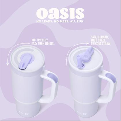 Imagem de Copo infantil Ello Oasis 414ml em aço inoxidável com canudo