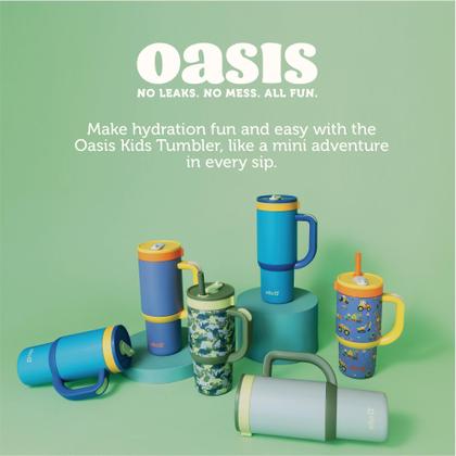 Imagem de Copo infantil Ello Oasis 414ml em aço inoxidável com canudo