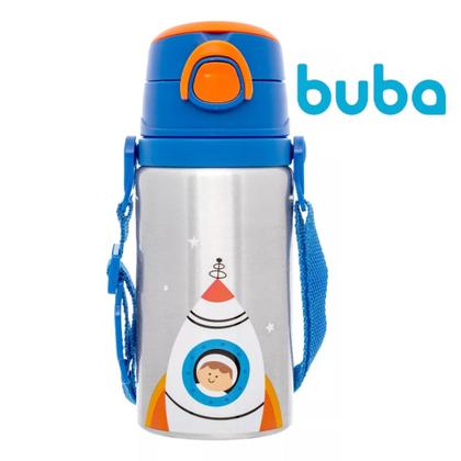 Imagem de Copo Infantil Garrafinha de Aluminio Garrafa com Canudo Astronauta Buba 19619