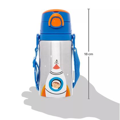 Imagem de Copo Infantil Garrafinha de Aluminio Garrafa com Canudo Astronauta Buba 19619