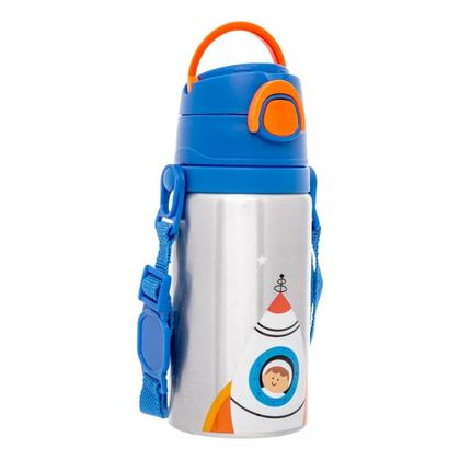 Imagem de Copo Infantil Garrafinha de Aluminio Garrafa com Canudo Astronauta Buba 19619