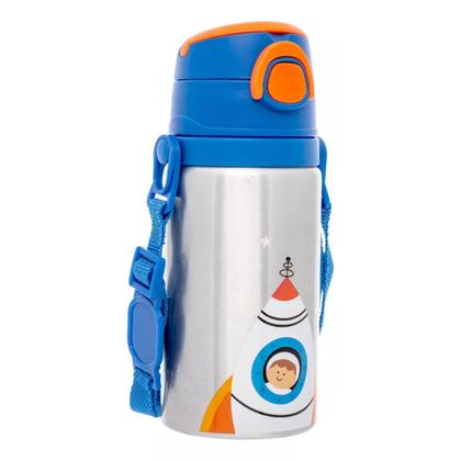 Imagem de Copo Infantil Garrafinha de Aluminio Garrafa com Canudo Astronauta Buba 19619