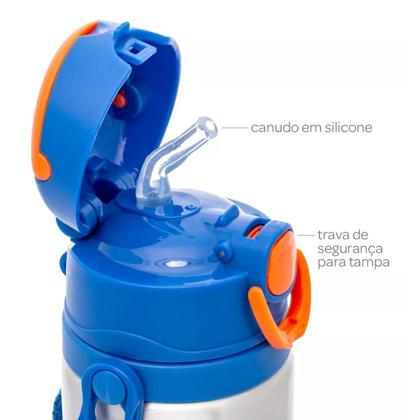 Imagem de Copo Infantil Garrafinha de Aluminio Garrafa com Canudo Astronauta Buba 19619