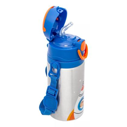 Imagem de Copo Infantil Garrafinha de Aluminio Garrafa com Canudo Astronauta Buba 19619