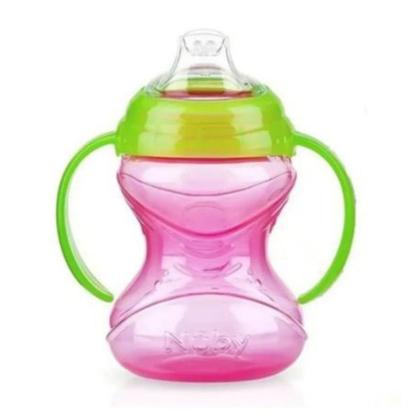 Imagem de Copo Infantil Rosa Transição com Alça Antivazamento Bico de Silicone Nuby Escolar Volta ás Aulas
