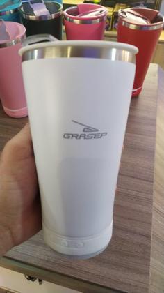 Imagem de Copo Inox com Abridor Caixinha Caixa de Som Bluetooth com Luz RGB 473 ml Térmico- Grasep