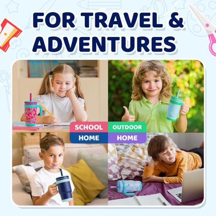 Imagem de Copo isolado infantil Tronco 414ml com alça e canudo