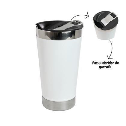 Imagem de Copo isotermico de aço inox com tampa e abridor 510ml
