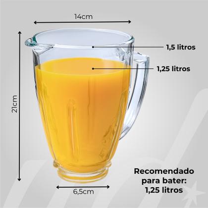 Imagem de Copo Jarra Vidro Redonda Avulsa Compatível Liquidificador Oster Super Chef Sem Tampa Sem Lâminas