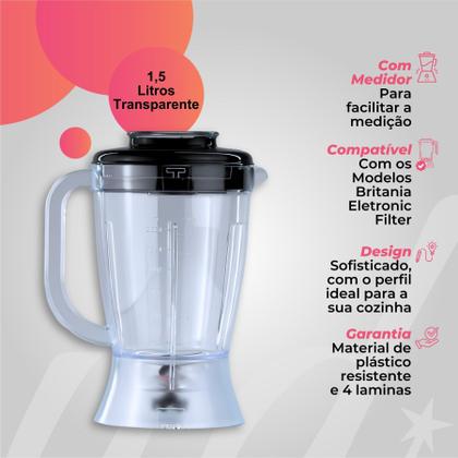 Imagem de Copo Liquidificador Britania Eletronic Filter Tampa Preto Me