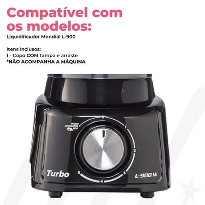 Imagem de Copo Liquidificador Compatível Mondial L900 Tampa Preta Lâmina Fixa
