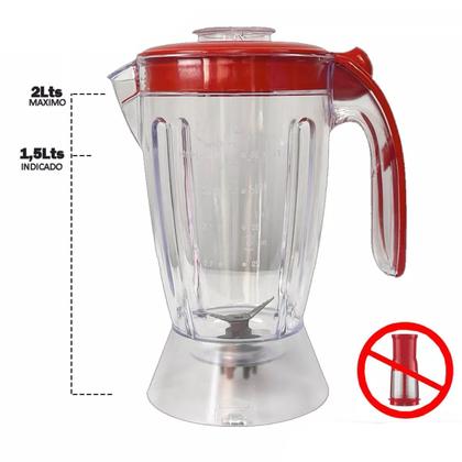 Imagem de Copo Liquidificador Mondial Eletronic Inox L60- l66 Cristal Vermelho