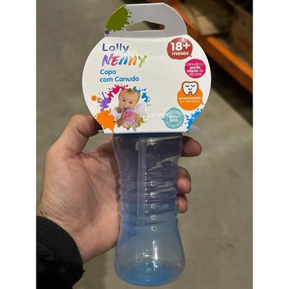Imagem de Copo Lolly Clean Canudo Silicone 300ml Azul Tampa Retrátil