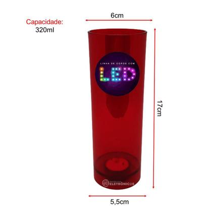 Imagem de Copo Long Drink Com Sensor De Luz Led Rgb Pisca Em Acrílico Para Festas E Eventos 30646