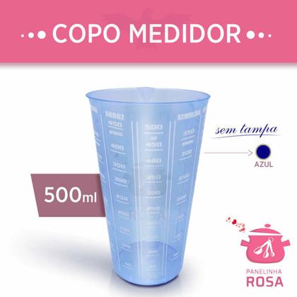 Imagem de Copo Medida Graduado Azul 500ml Açúcar Farinha Arroz Semolina Chocolate Xícara Panelinha Rosa