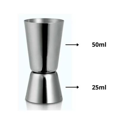 Imagem de Copo Medidor Dosador Bebidas Inox Duplo 50ml / 25ml Drinks