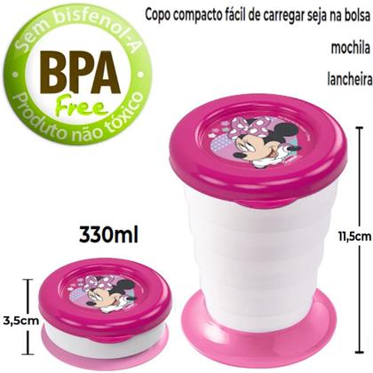 Imagem de Copo Minnie C/ Tampa 330ml Retratil Lanche Escola Passeio