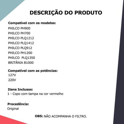 Imagem de Copo Original Para Liquidificador Philco PH1200 Vermelho