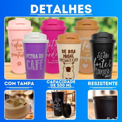 Imagem de Copo P/ Viagem C/ Tampa e Bico Para Café/Chá 500ml
