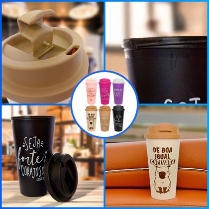 Imagem de Copo P/ Viagem C/ Tampa e Bico Para Café/Chá 500ml