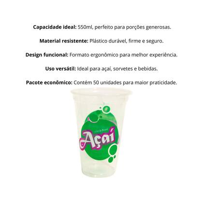Imagem de Copo Para Açaí 550ml Kopus C/ 50 Un