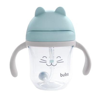 Imagem de Copo para Bebe com Alças Removíveis e Canudo em Silicone 220 ml Gatinha Azul Rosa Buba