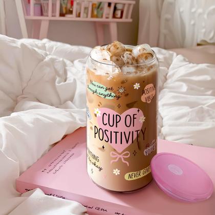 Imagem de Copo para beber SANDJEST 470ml de vidro com tampa e canudo