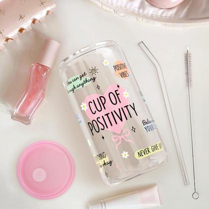 Imagem de Copo para beber SANDJEST 470ml de vidro com tampa e canudo