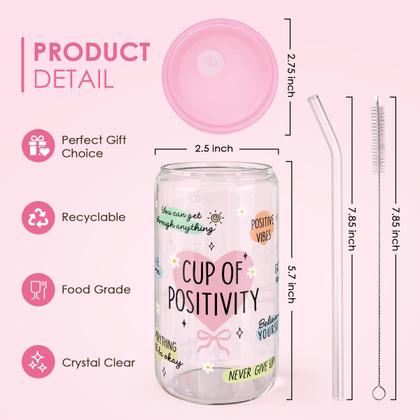 Imagem de Copo para beber SANDJEST 470ml de vidro com tampa e canudo