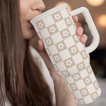 Imagem de Copo para beber SANDJEST, alça de copo de aço inoxidável de 40 onças